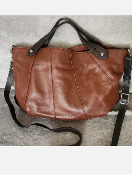 Gianni Conti Handbags - Gianni Conti Brown Italian Leather Convertible Crossbody Bag Hobo Satchel